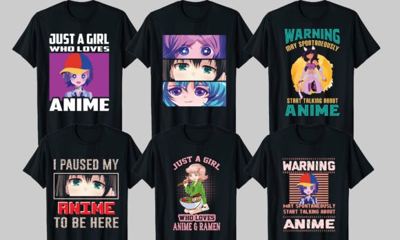 Anime Graphic T-shirt Design Bundle: Graphics for T-Shirt Designs