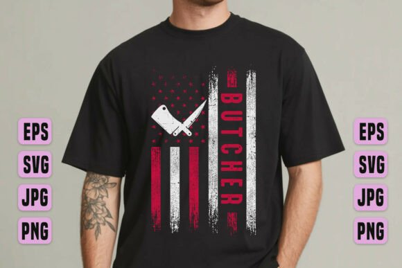 Butcher Flag BBQ SVG: Bold Graphics for T-Shirt Designs