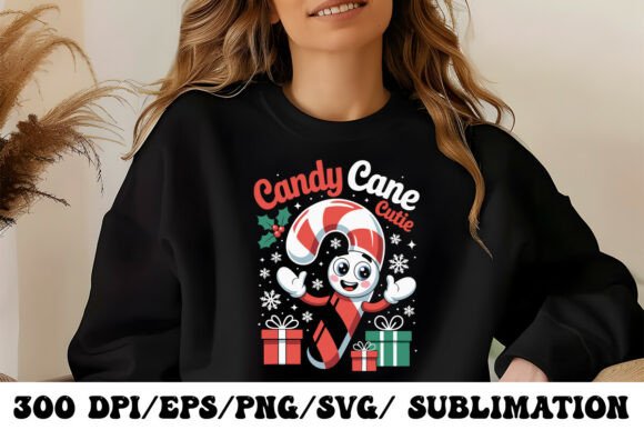 Candy Cane Cutie: Festive Graphics for T-Shirt Designs
