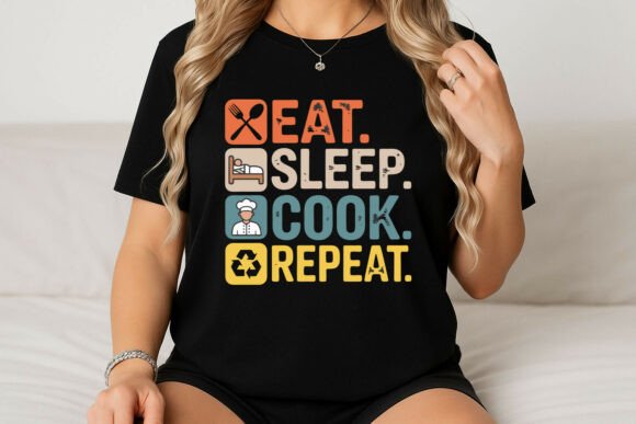 Eat Sleep Cook Repeat Graphics for T-Shirt Designs