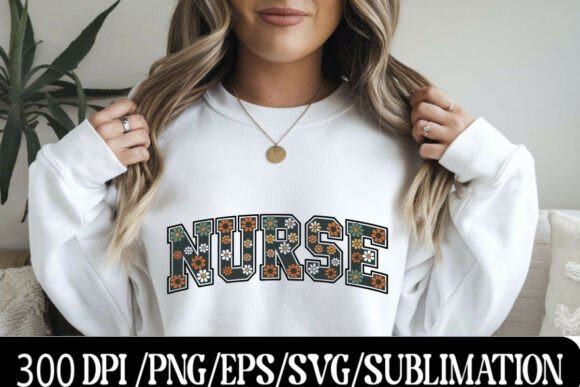 Floral Nurse SVG for T-Shirt Designs & Graphics