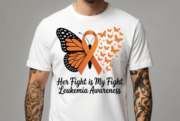 Orange Ribbon with Butterflies Graphic for T-Shirt Designs