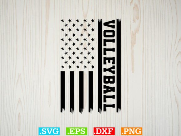 Volleyball American Flag Graphic Design for T-Shirt Graphics